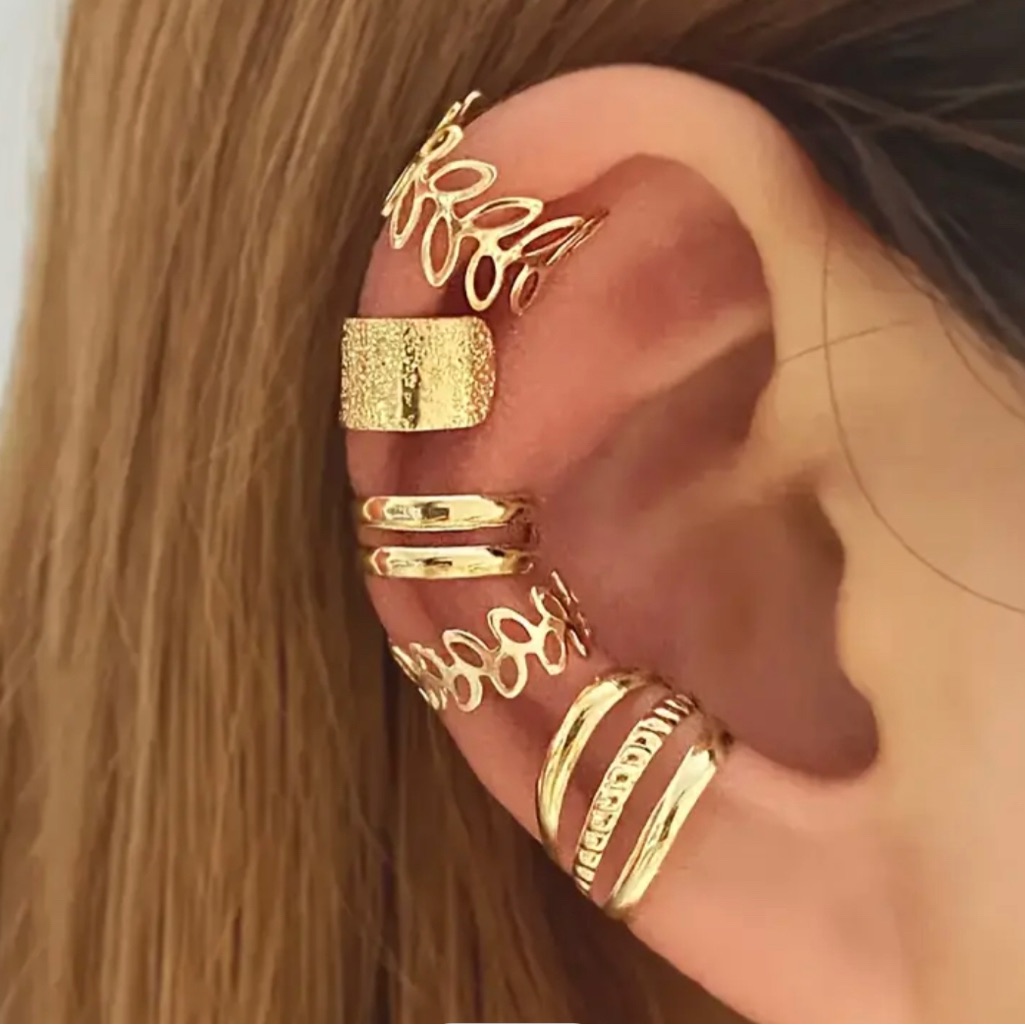Minimalist C Shaped Ear Cuffs Set Of 5 Clip On Earrings In Platinum Or Gold Nwt